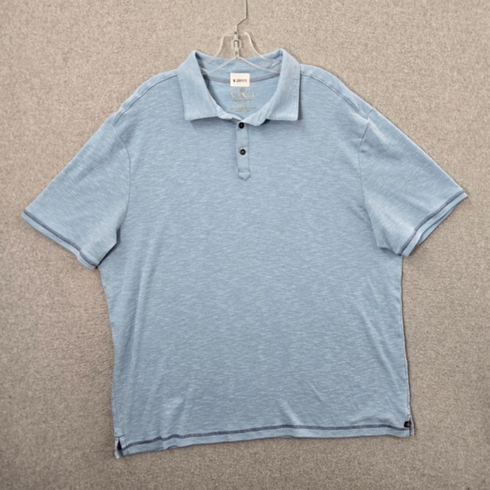 Nat Nast Men Polo Shirt 2XL Blue Polyester Cotton Short Sleeve Collar Pullover